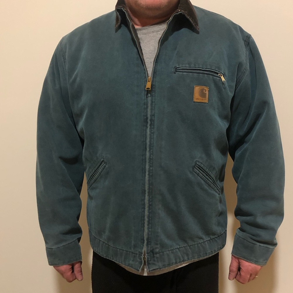 Vintage Carhartt Jacket Mens Detroit J43 HTG Plaid Lined 90s RARE! Green